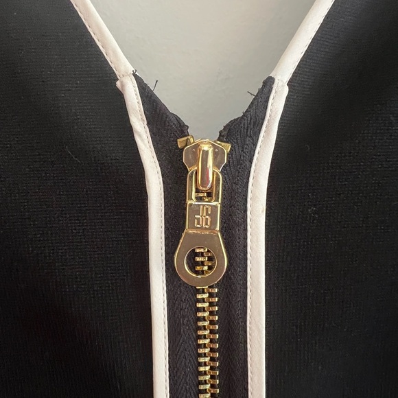 Jay Godfrey Black Sleeveless Cocktail Party Dress with White Piping Stripes, 6 - Picture 5 of 6